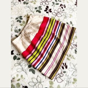 Ann Taylor Loft Red &Cream Lined Striped Mini Skrt